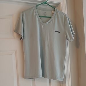 Adidas Women's Light Blue V-Neck Shirt